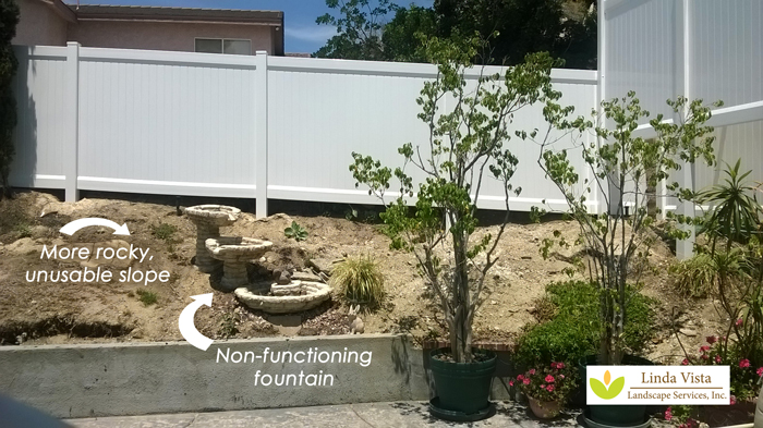 non-functioning fountain in this before picture